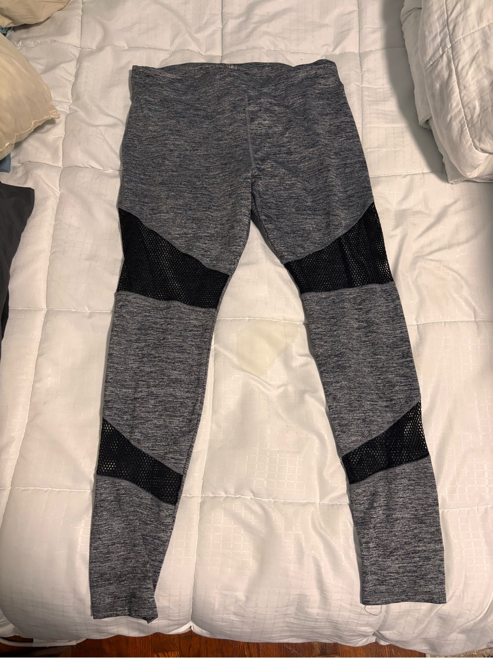 Forever 21 Gray Heather Leggings with Black Mesh Accents
